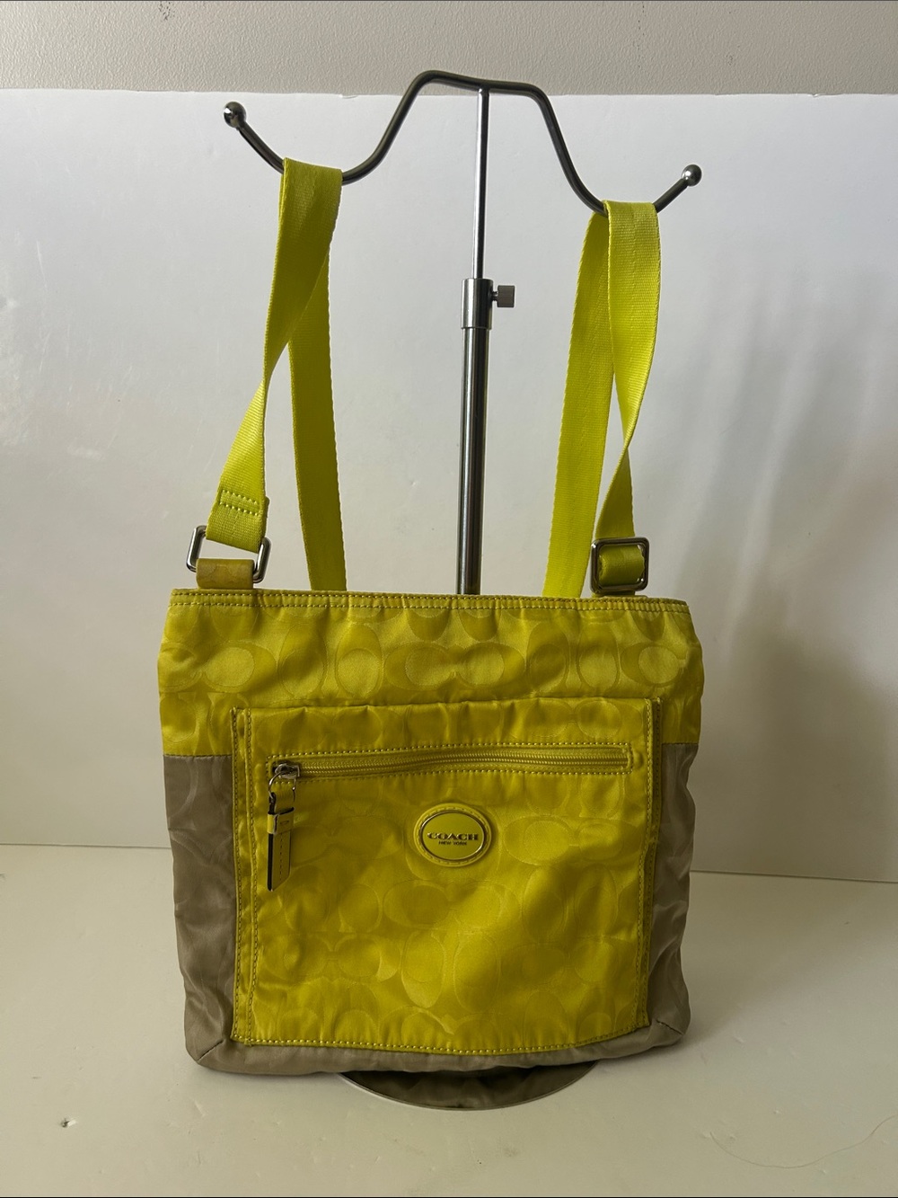 Coach Yellow Nylon Crossbody With  Signature C Boho Coastal Grandma Cruise